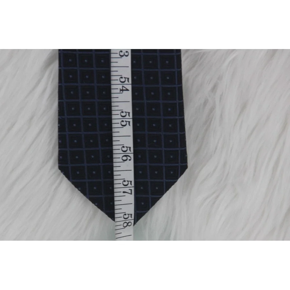 Brooks Brothers Makers Silk Tie Mens Blue Geometric Square USA Old Money Classic